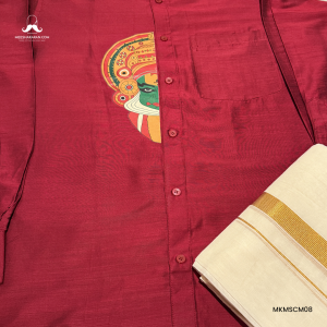 Shirt Mundu Combo Maroon MKMSCM08