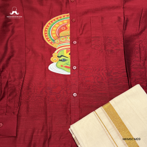 Shirt Mundu Combo Maroon MKMSCM09
