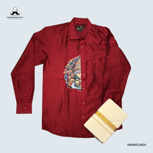 Shirt Mundu Combo Maroon MKMSCM04