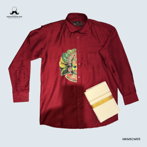 Shirt Mundu Combo Maroon MKMSCM05