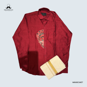 Shirt Mundu Combo Maroon MKMSCM07