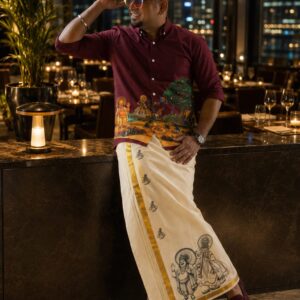 Shirt Mundu combo Maveli, kathakali & Flower design